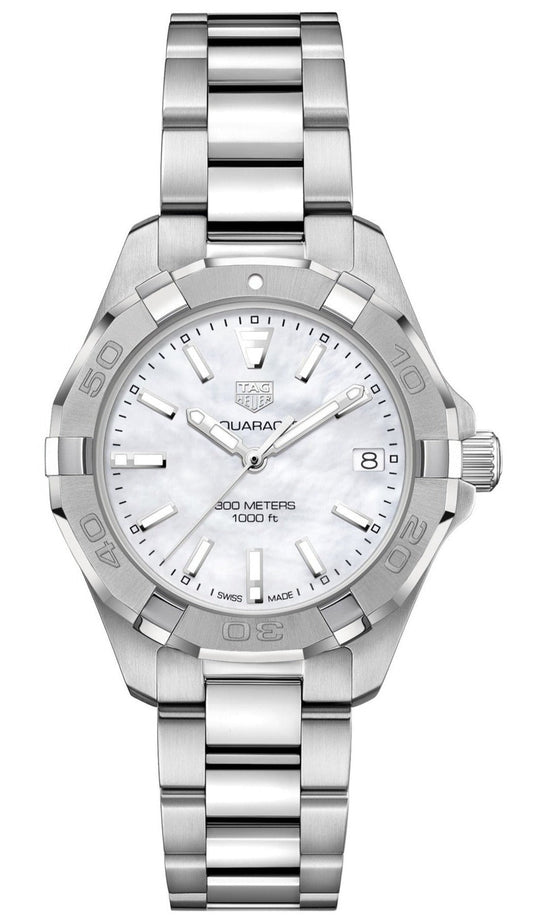 Tag Heuer Aquaracer White Mother of Pearl Dial Silver Steel Strap Watch for Women - WBD1311.BA0740