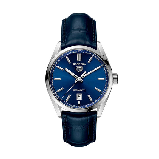 Tag Heuer Carrera Date Blue Dial Blue Leather Strap Watch for Men - WBN2112.FC6504