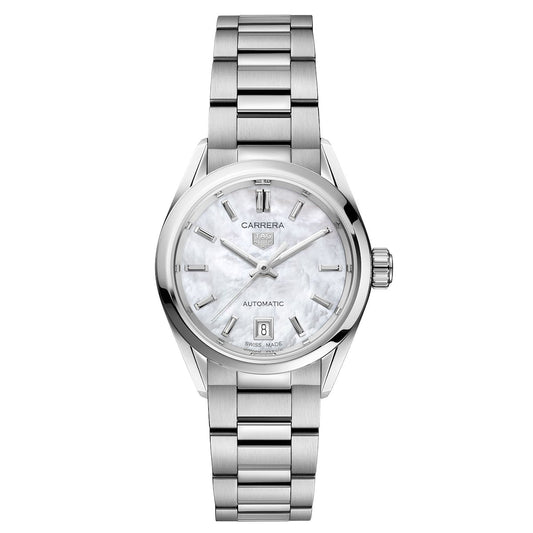 Tag Heuer Carrera Mother of Pearl Dial Silver Steel Strap Watch for Women - WBN2410.BA0621