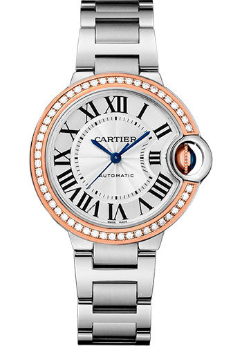 Cartier Ballon Bleu De Cartier Diamonds Silver Dial Silver Steel Strap Watch for Women - WE902080