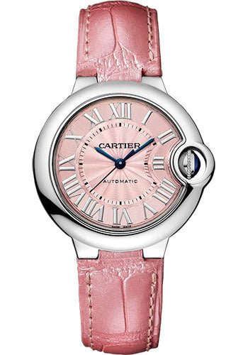 Cartier Ballon Bleu De Cartier Pink Dial Pink Leather Strap Watch for Women - WSBB0007