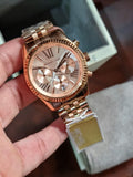 Michael Kors Lexington Rose Gold Dial Rose Gold Steel Strap Watch for Women - MK5569