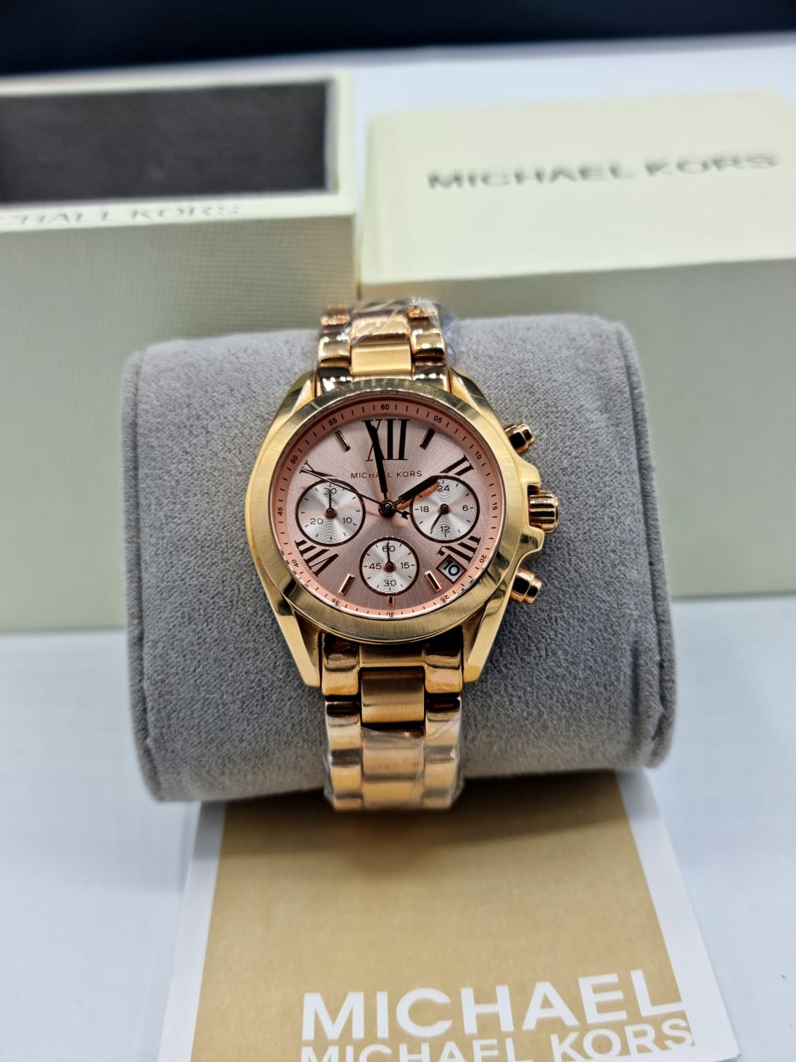 Michael Kors Bradshaw Chronograph Gold Dial Gold Steel Strap Watch for Women - MK5799