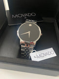 Movado Museum Classic Black Dial Silver Steel Strap Watch For Men - 606504