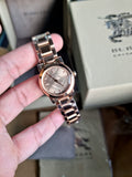 Burberry The City Beige Dial Rose Gold Steel Strap Watch for Women - BU9228