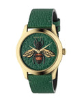 Gucci G Timeless Green Dial Green Leather Strap Watch For Women - YA1264065