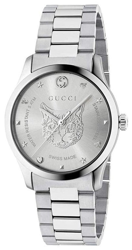 Gucci G Timeless Silver Dial Silver Steel Strap Watch For Women - YA1264095