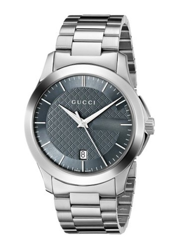Gucci G Timeless Grey Dial Silver Steel Strap Watch For Men - YA126441