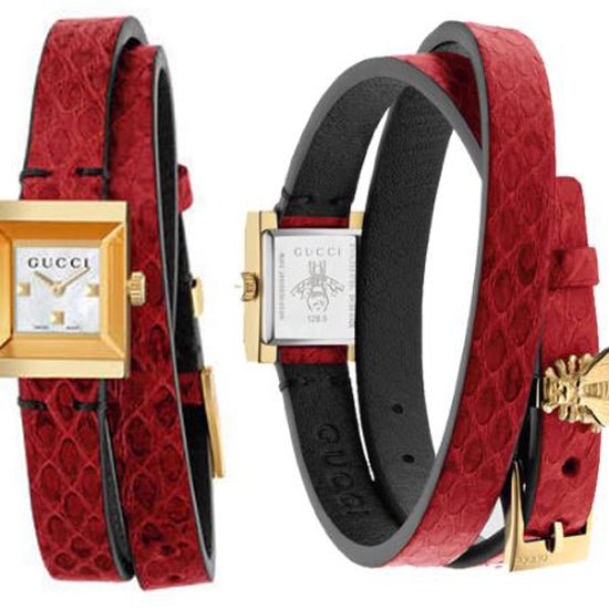 Gucci G Frame White Dial Red Leather Strap Watch For Women - YA128524