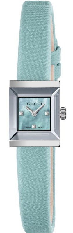 Gucci G Frame Blue Mother of Pearl Dial Blue Leather Strap Watch For Women - YA128531