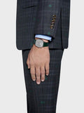 Gucci Grip Silver Dial Green Leather Strap Unisex Watch - YA157412