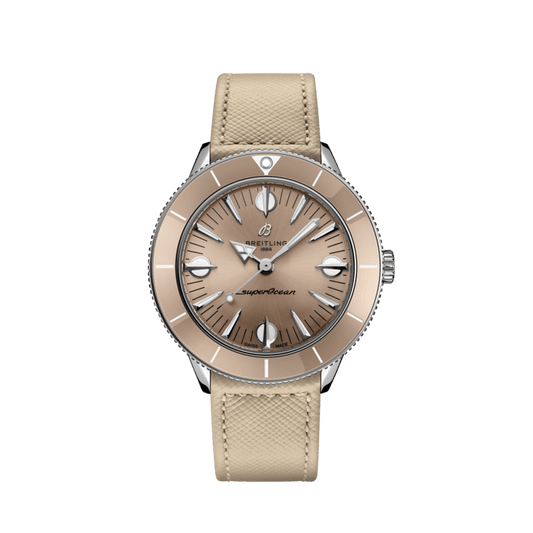 Breitling Superocean Heritage '57 Brown Dial Beige Leather Strap Watch for Women - A10340A41A1X1