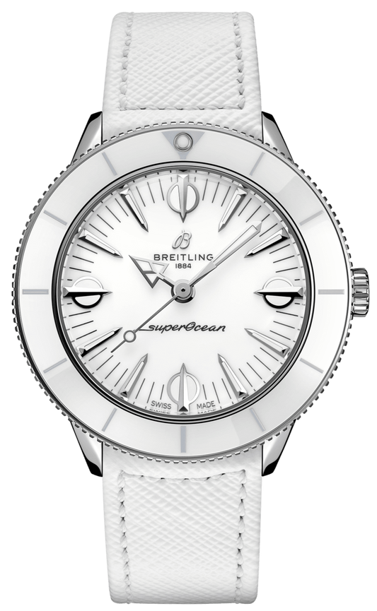 Breitling Superocean Heritage '57 Pastel Paradise White Dial White Leather Strap Watch for Women - A10340A71A1X1