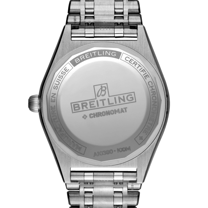 Breitling Chronomat Automatic 36 Diamonds White Dial Silver Steel Strap Watch for Women - A10380591A1A1