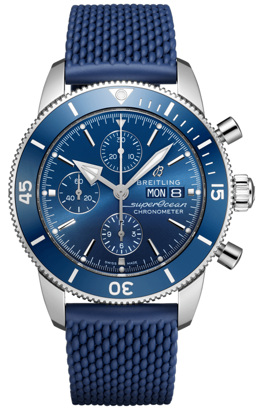 Breitling Superocean Heritage Chronograph 44 Blue Dial Blue Mesh Bracelet Watch for Men - A13313161C1S1