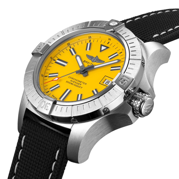 Breitling Avenger Automatic 45mm Seawolf Yellow Dial Black Nylon Strap Watch for Men - A17319101/1X2