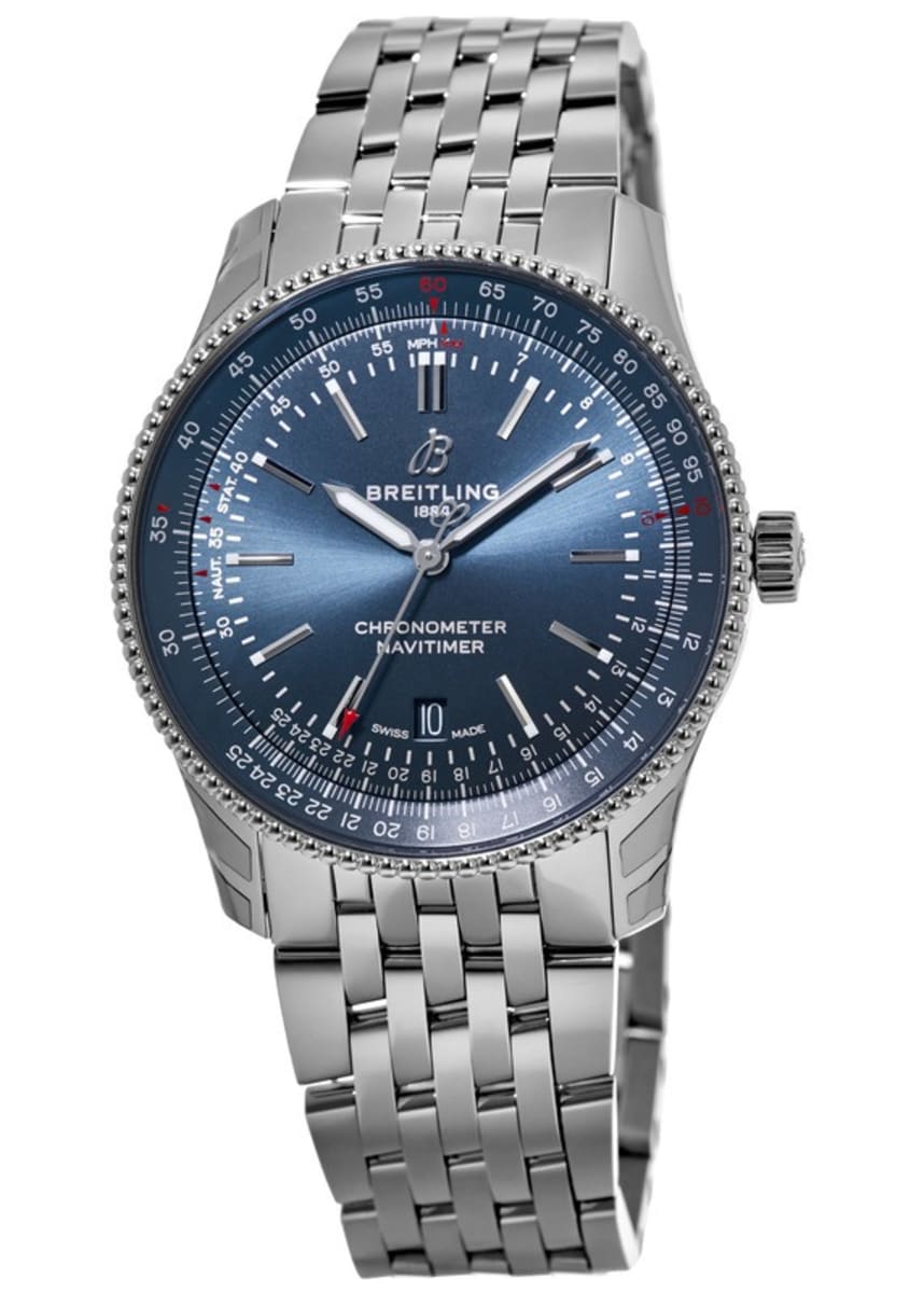 Breitling Navitimer Automatic 41mm Blue Dial Silver Steel Strap Watch for Men - A17326161C1A1