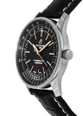 Breitling Automatic 41mm Black Dial Black Leather Strap Watch for Men - A17326241B1P1