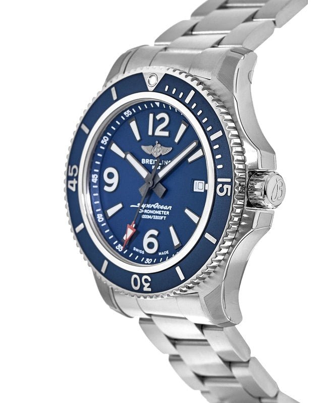Breitling Superocean Automatic 42mm Blue Dial Silver Steel Strap Watch for Men - A17366D81C1A1