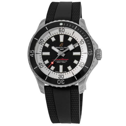 Breitling Superocean Automatic 42 Black Dial Black Rubber Strap Watch for Men - A17375211B1S1