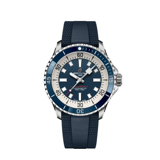 Breitling Superocean Automatic 44 Blue Dial Blue Rubber Strap Watch for Men - A17376211C1S1