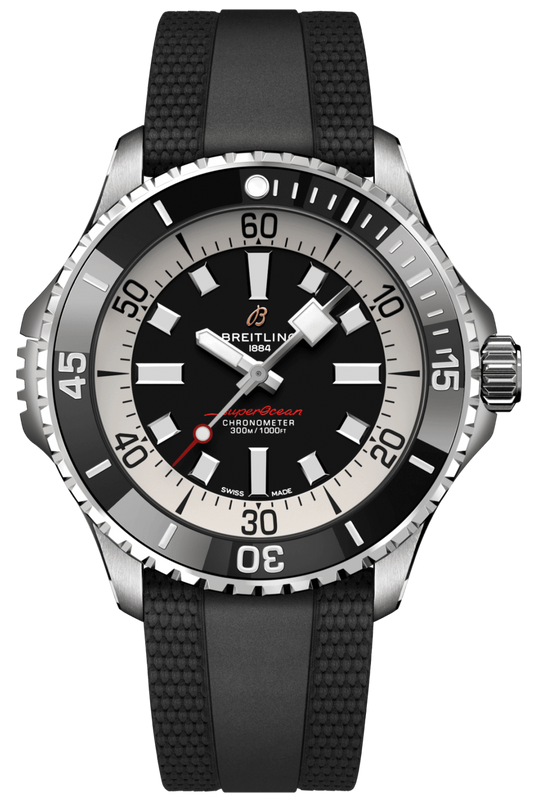 Breitling Superocean Automatic 46 Black Dial Black Rubber Strap Watch for Men - A17378211B1S1
