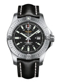 Breitling Colt Automatic 44mm Black Dial Black Leather Strap Mens Watch - A1738811/BD44/435X