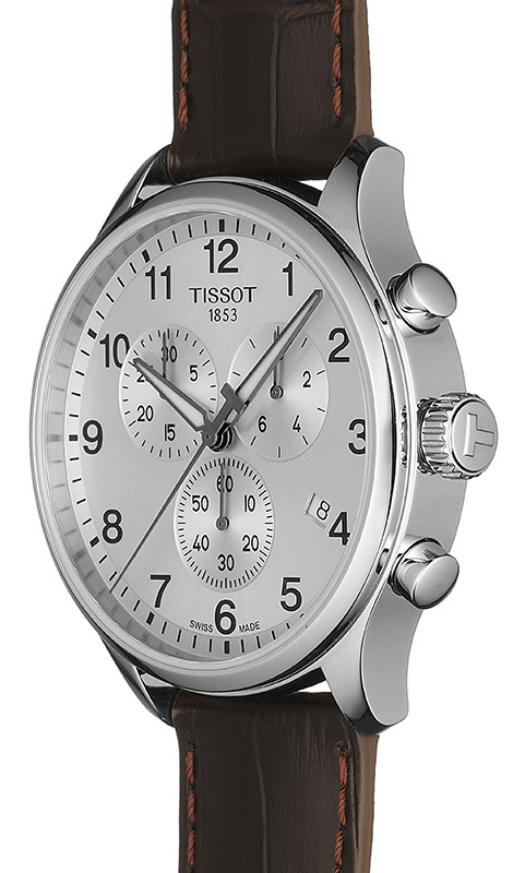 Tissot Chrono XL Silver Dial Brown Leather Strap Watch For Men - T116.617.16.037.00