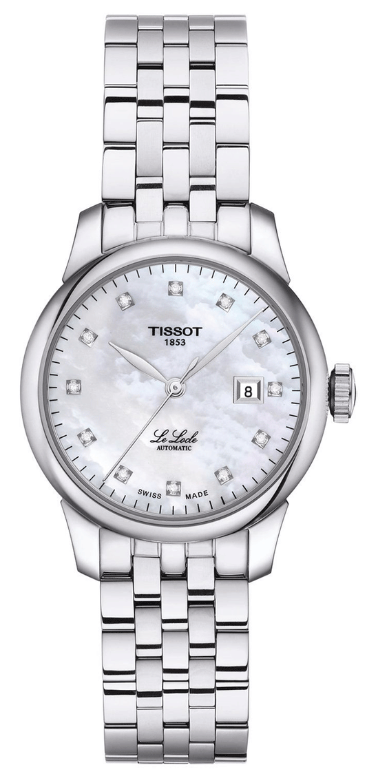 Tissot Le Locle Automatic Diamond Mother of Pearl Dial Silver Steel Strap Watch For Women - T006.207.11.116.00