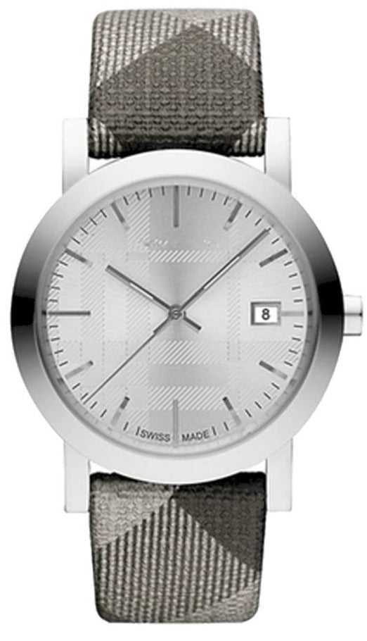 Burberry Heritage Silver Dial Grey Leather Strap Watch for Women - BU1873