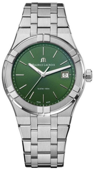 Maurice Lacroix Aikon Automatic Green Dial Silver Steel Strap Watch for Men - AI1807-SS002-630-1