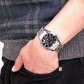 Emporio Armani Valente Chronograph Black Dial Silver Steel Strap Watch For Men - AR0673