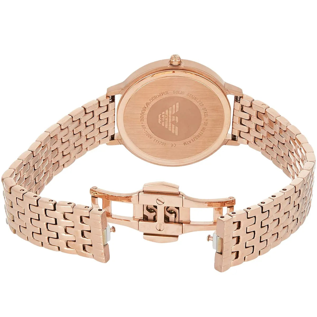Emporio Armani Kappa Analog Mother of Pearl Dial Rose Gold Steel Strap Watch For Women - AR11006