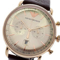 Emporio Armani Aviator Grey Dial Brown Leather Strap Watch For Men - AR11106
