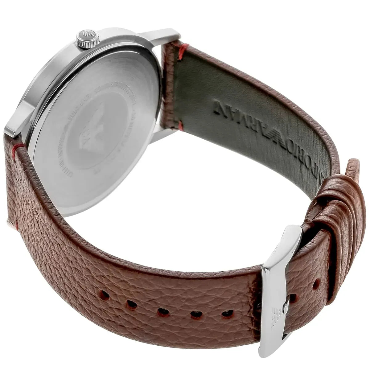 Emporio Armani Kappa Quartz Black Dial Brown Leather Strap Watch For Men - AR11153
