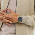 Emporio Armani Kappa Quartz Black Dial Two Tone Mesh Bracelet Watch For Men - AR11228