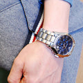 Emporio Armani Classic Blue Dial Silver Steel Strap Watch For Men - AR1635