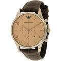 Emporio Armani Classic Chronograph Cream Dial Brown Leather Strap Watch For Men - AR1878