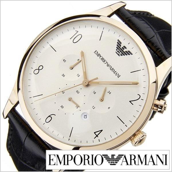 Emporio Armani Classic Chronograph White Dial Black Leather Strap Watch For Men - AR1892