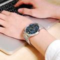 Emporio Armani Renato Chronograph Blue Dial Silver Steel Strap Watch For Men - AR2486