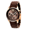 Emporio Armani Sportivo Chronograph Brown Dial Brown Silicone Strap Watch For Men - AR5891