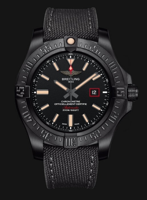Breitling Avenger Blackbird 44mm Black Dial Black Nylon Strap Watch for Men - V1731110/BD74/109W/M20BASA.1