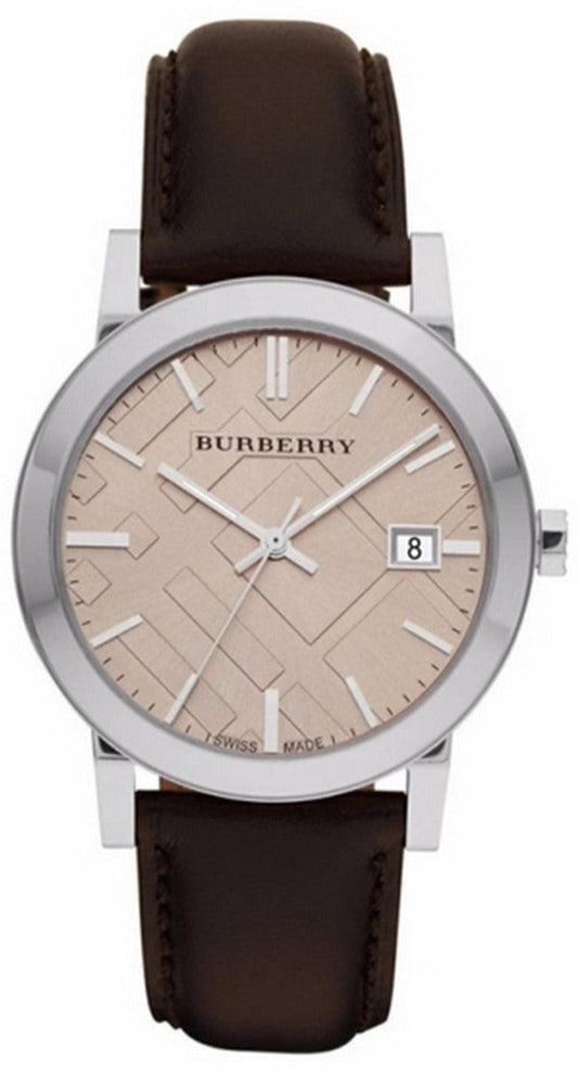 Burberry Heritage Beige Dial Brown Leather Strap Watch for Men - BU1777
