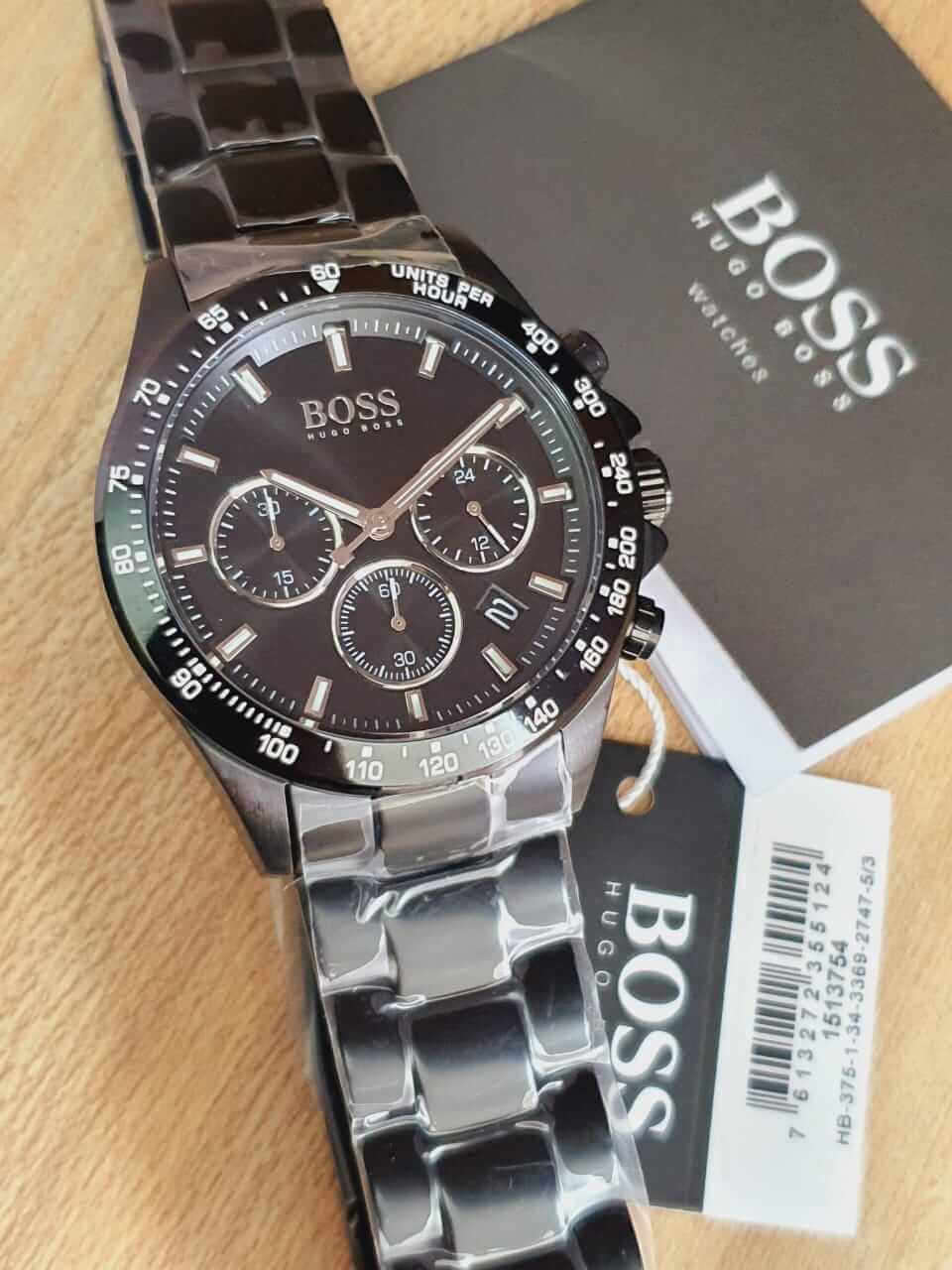 Hugo Boss Hero Black Dial Black Stainless Steel Strap Watch for Men - 1513754