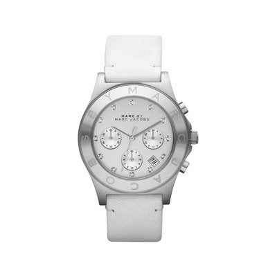 Marc Jacobs Blade White Dial White Leather Strap Watch for Women - MBM1187