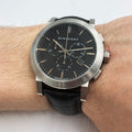Burberry The City Chronograph Black Dial Black Leather Strap Watch for Men - BU9356