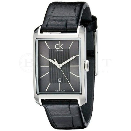 Calvin Klein Window Black Dial Black Leather Strap Watch for Men - K2M23107