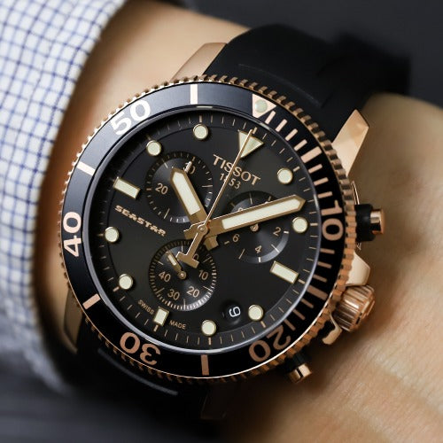 Tissot Seaster 1000 Quartz Black Rubber Chronograph Watch For Men - T120.417.37.051.00