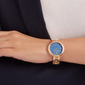 Swarovski Daytime Glittering Blue Dial Rose Gold Steel Strap Watch for Women - 5182277