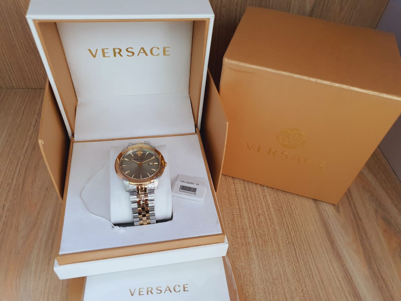 Versace V-Urban Quartz Silver Dial Two Tone Steel Strap Watch for Men - VELQ00519